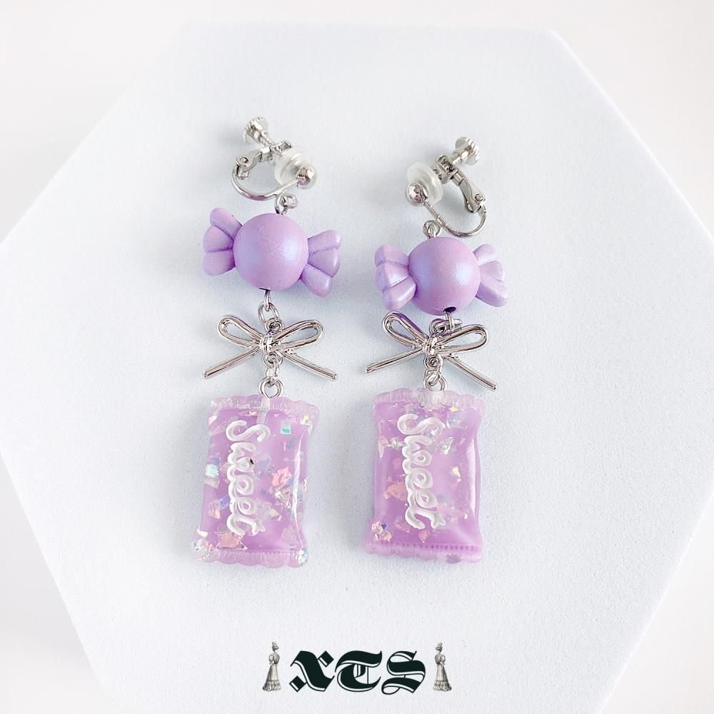XTS Candy Sweet キャンディ イヤリング PURPLE