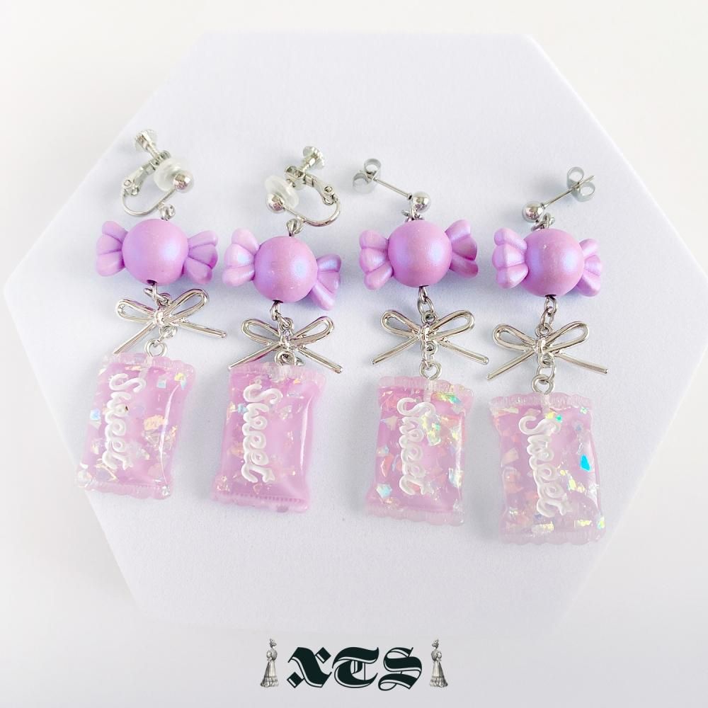 XTS Candy Sweet キャンディ イヤリング PURPLE