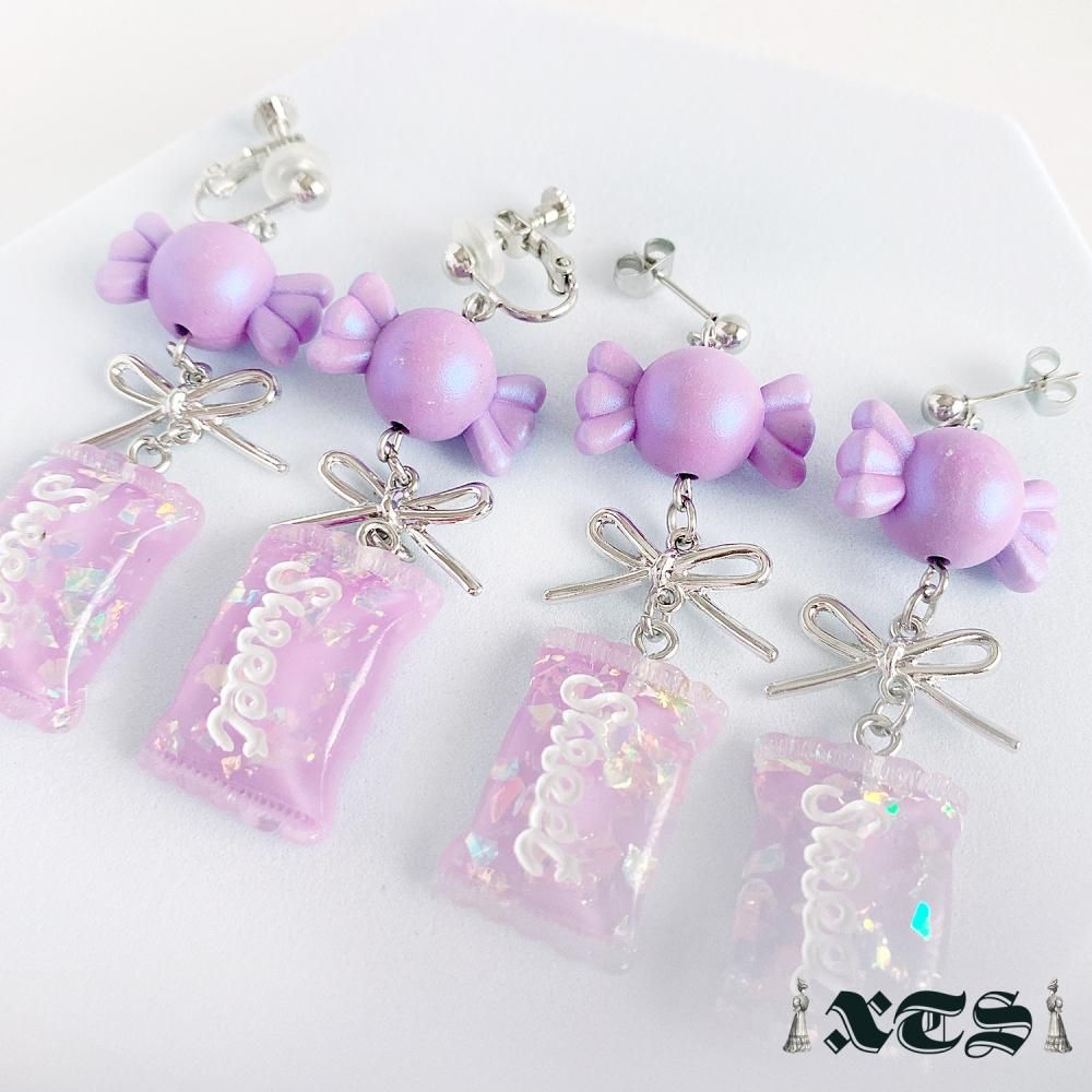 XTS Candy Sweet キャンディ イヤリング PURPLE