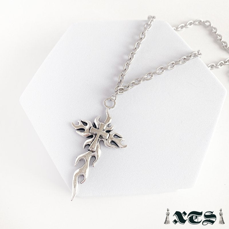 XTS Fire Cross Necklace - YOUAREMYPOISON