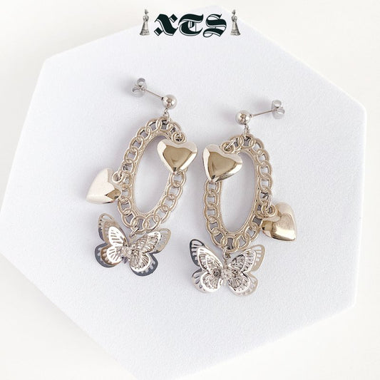 XTS Heart Butterfly Earrings SILVER TS0250