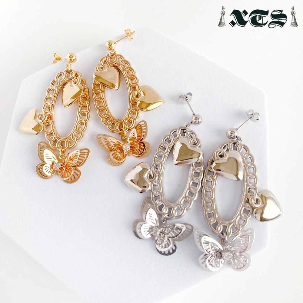 XTS ハートバタフライ Heart Butterfly ピアス SILVER TS0250