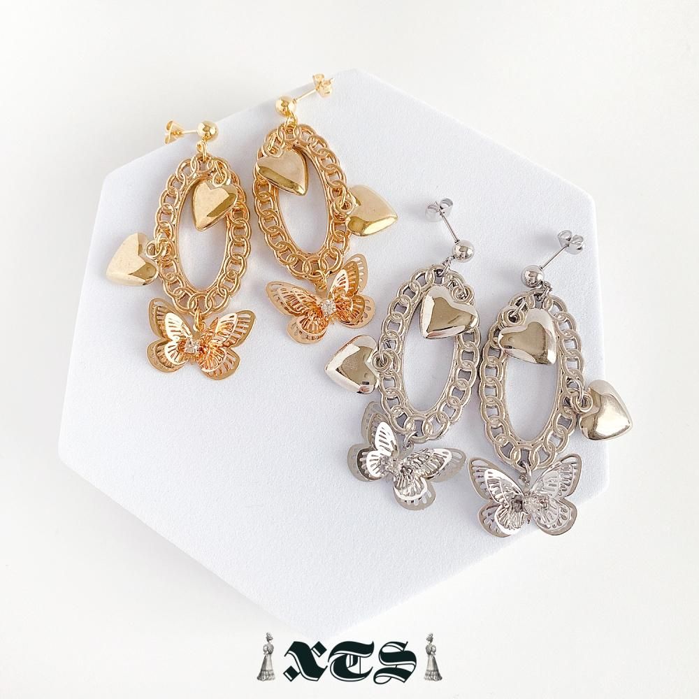 XTS ハートバタフライ Heart Butterfly ピアス SILVER TS0250