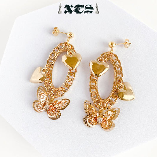 XTS Heart Butterfly Earrings GOLD TS0250