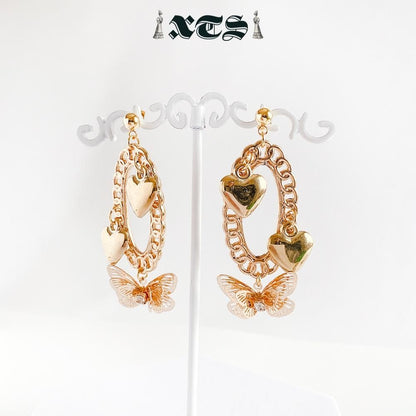 XTS ハートバタフライ Heart Butterfly ピアス GOLD TS0250