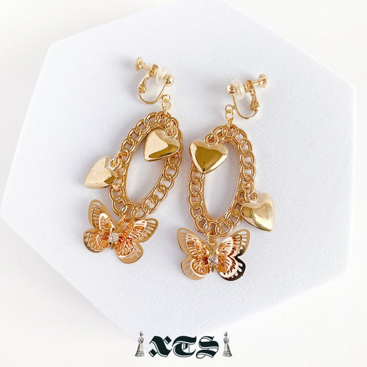 XTS Heart Butterfly Earrings GOLD TS0251