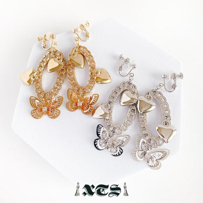XTS ハートバタフライ Heart Butterfly イヤリング GOLD TS0251