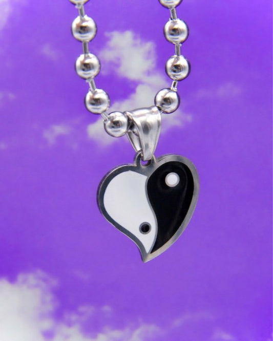 Heart Chain Necklace Yin Yang