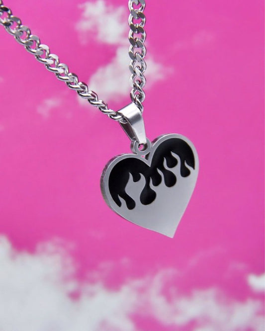 Heart Chain Necklace Flame