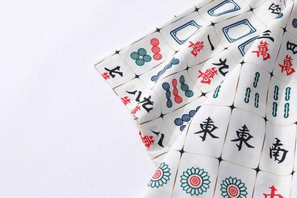 麻雀牌 総柄 ライト半袖シャツ WHITE