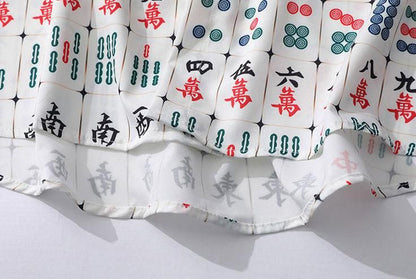 麻雀牌 総柄 ライト半袖シャツ WHITE