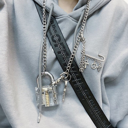 BIG Clear Padlock Chain Necklace - YOUAREMYPOISON