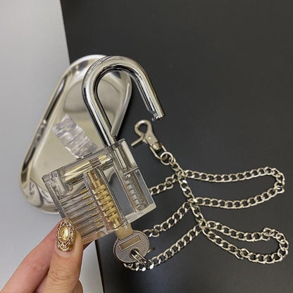 BIG クリア南京錠 チェーン ネックレス SILVER シルバー