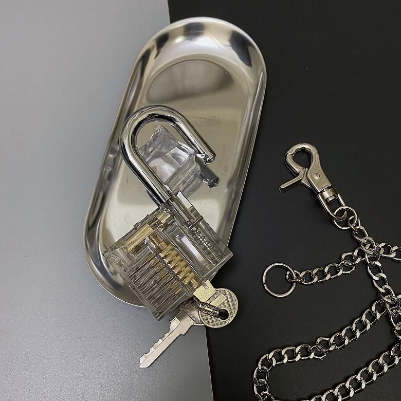 BIG クリア南京錠 チェーン ネックレス SILVER シルバー