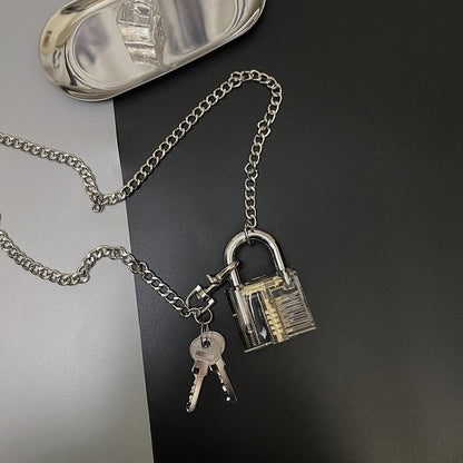 BIG クリア南京錠 チェーン ネックレス SILVER シルバー