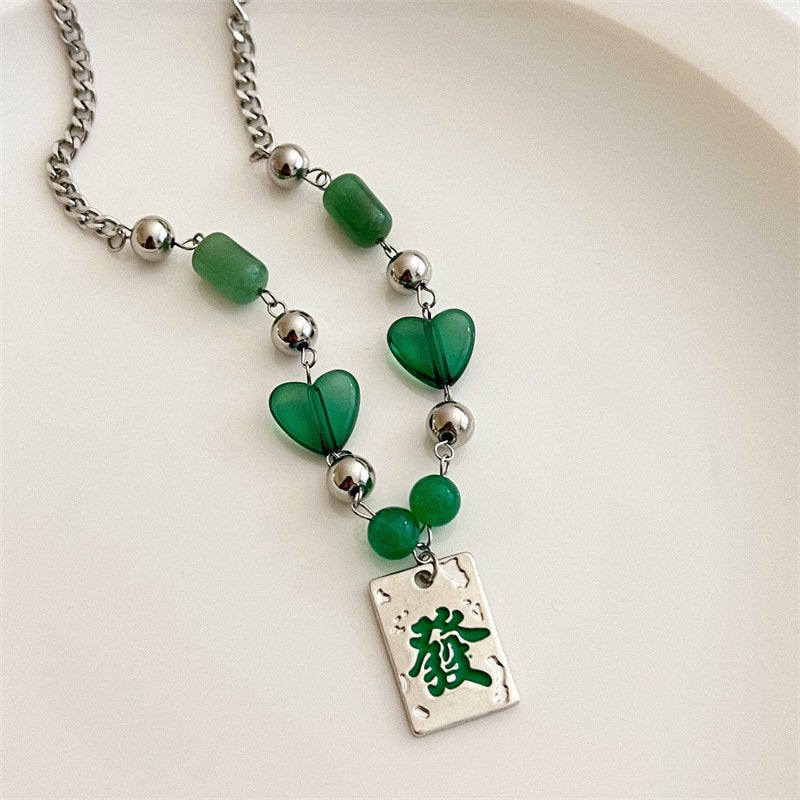 Mahjong Heart Chain Necklace - YOUAREMYPOISON