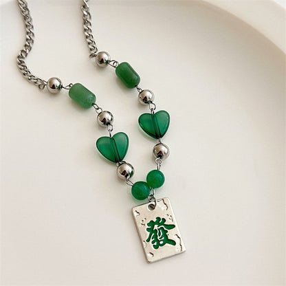 Mahjong Heart Chain Necklace - YOUAREMYPOISON
