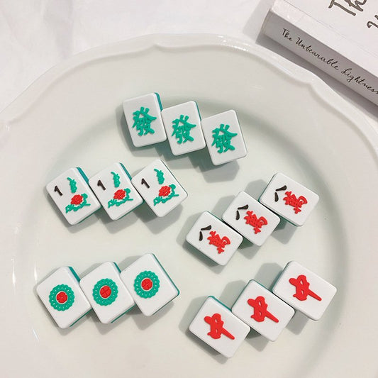 Mahjong tile Dark Rubber Hair Clip - YOUAREMYPOISON