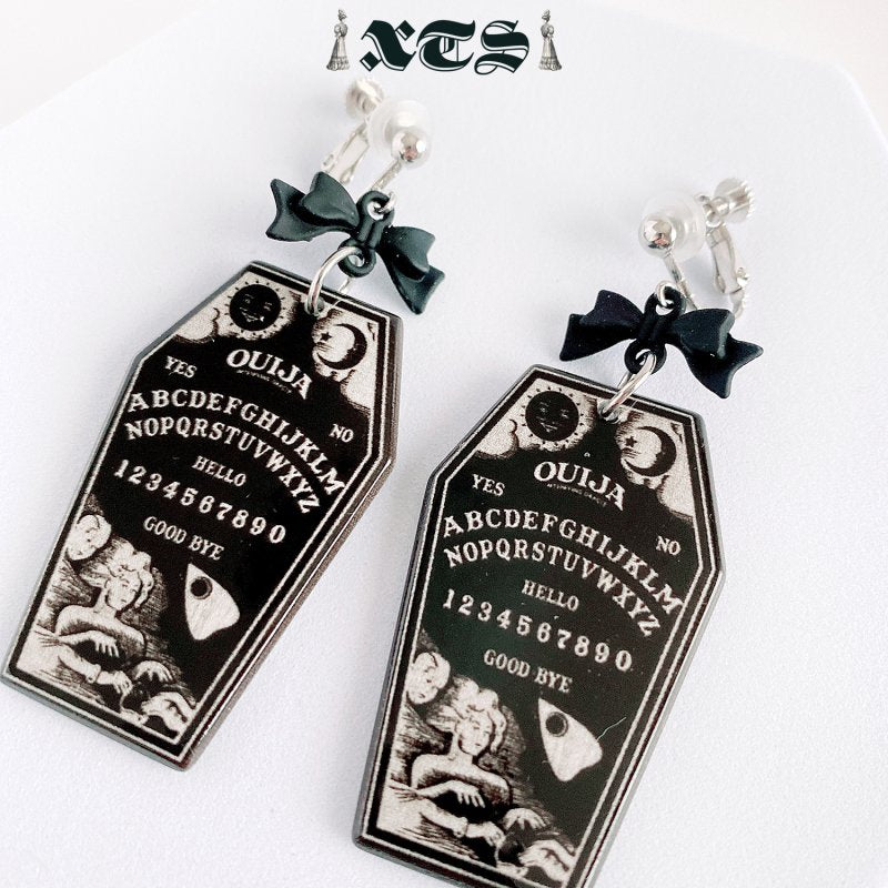 XTS Coffin Ouija Board Ribbon Earrings TS0265