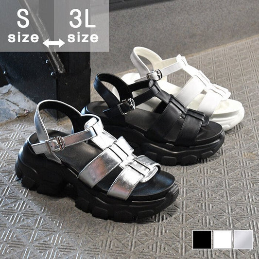 Thick-soled sneaker sole belt sandals BLACK