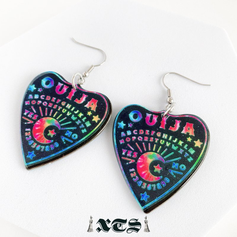 XTS カラフル ウィジャボード Tie dye Ouija Planchette ピアス BLACK TS0268