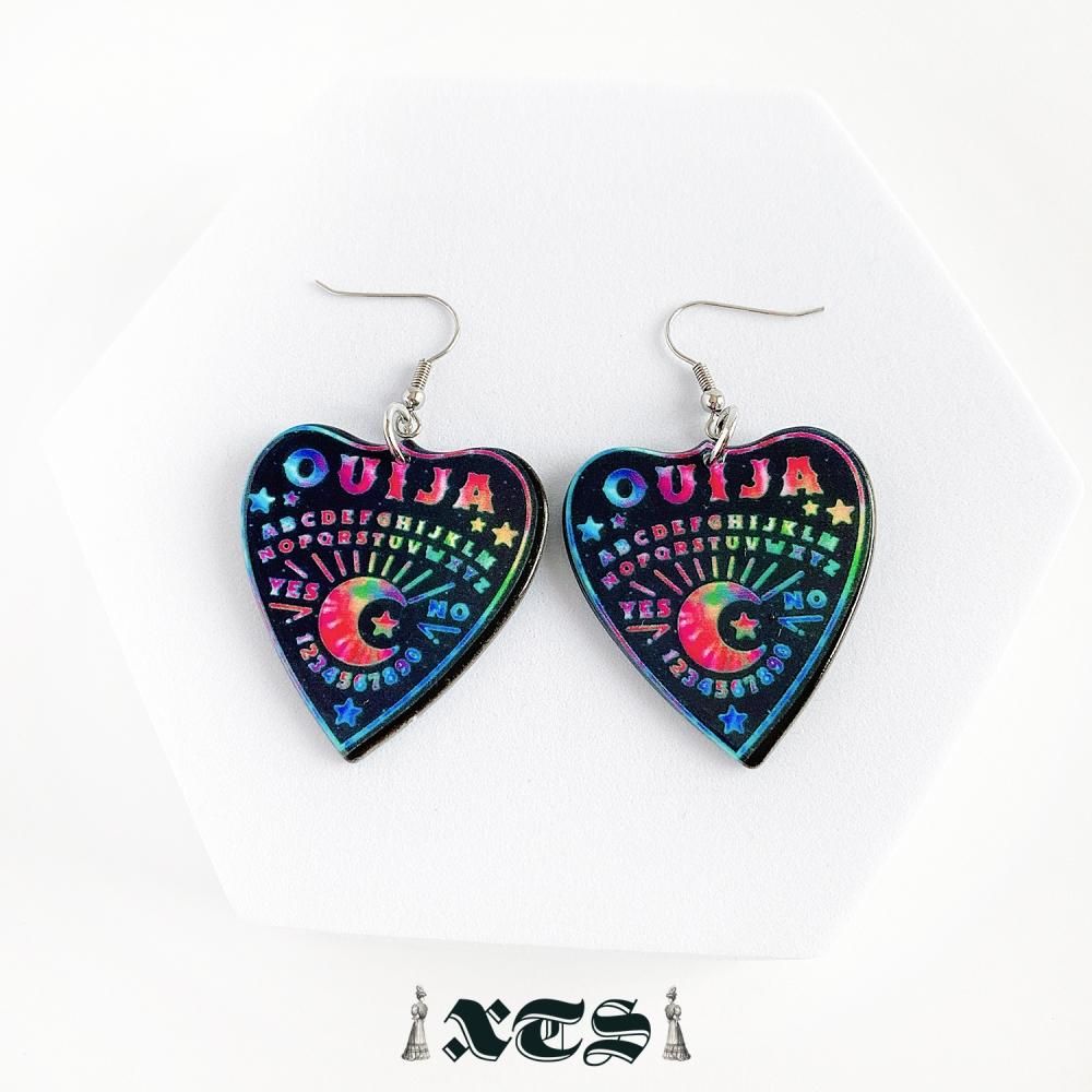 XTS カラフル ウィジャボード Tie dye Ouija Planchette ピアス BLACK TS0268