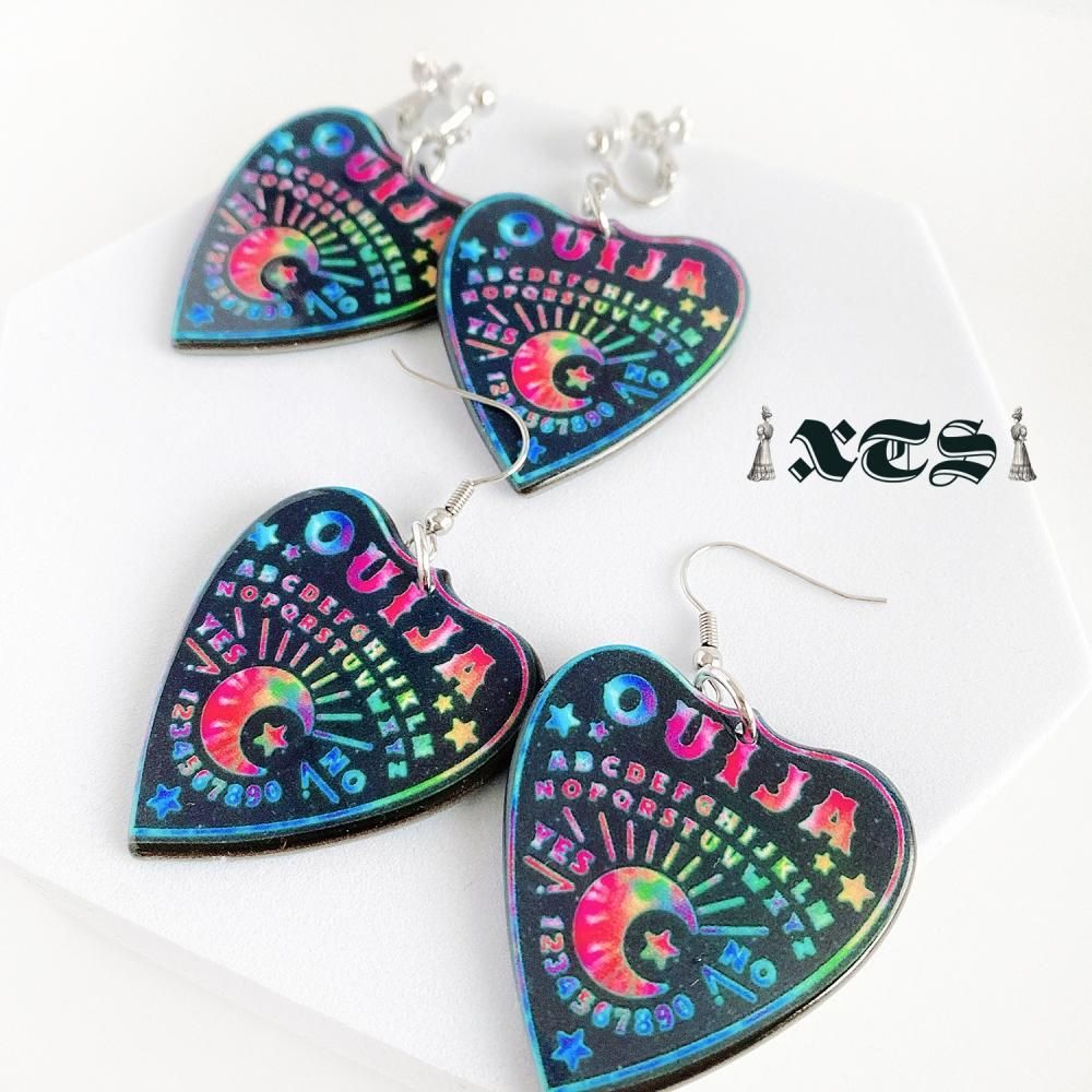 XTS カラフル ウィジャボード Tie dye Ouija Planchette ピアス BLACK TS0268