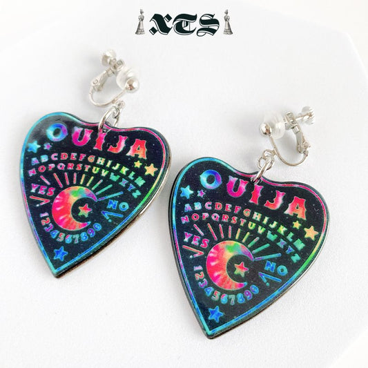 XTS Colorful Ouija Board Tie dye Ouija Planchette Earrings BLACK TS0268