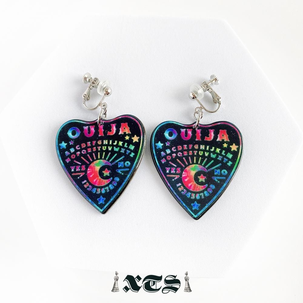XTS カラフル ウィジャボード Tie dye Ouija Planchette イヤリング BLACK TS0268
