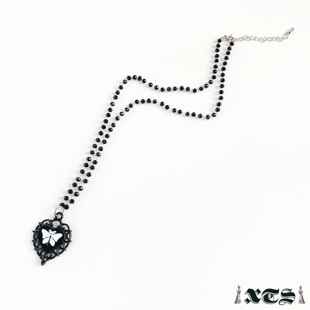 XTS Black Heart Butterfly ハート 蝶々 ネックレス BLACK TS0269
