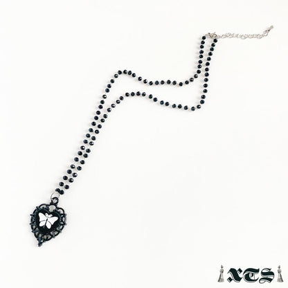 XTS Black Heart Butterfly ハート 蝶々 ネックレス BLACK TS0269