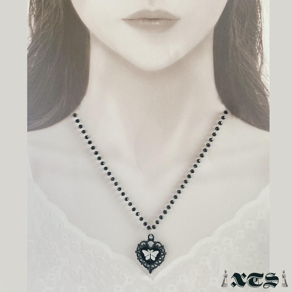 XTS Black Heart Butterfly ハート 蝶々 ネックレス BLACK TS0269