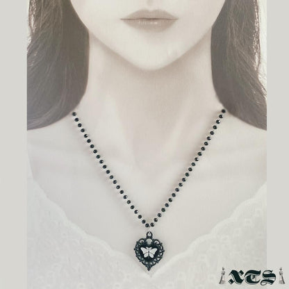 XTS Black Heart Butterfly ハート 蝶々 ネックレス BLACK TS0269
