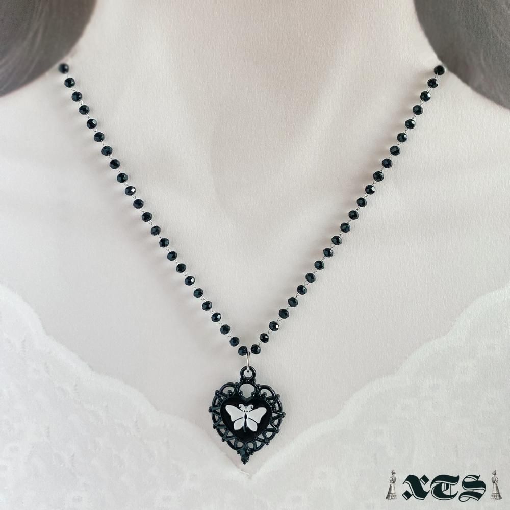 XTS Black Heart Butterfly ハート 蝶々 ネックレス BLACK TS0269