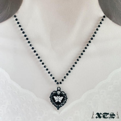 XTS Black Heart Butterfly ハート 蝶々 ネックレス BLACK TS0269