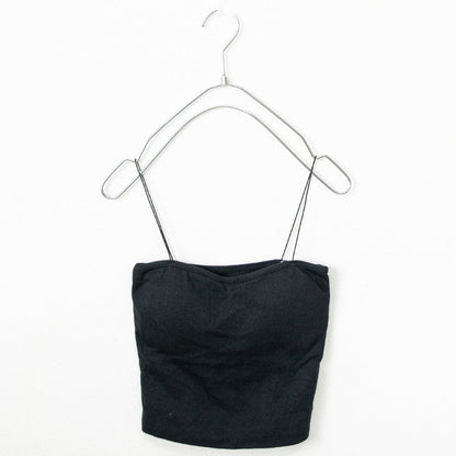 Spaghetti Strap Simple plain Bra Top Black - YOUAREMYPOISON