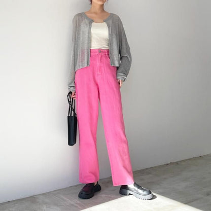 カラーツイル ストレートパンツ PINK