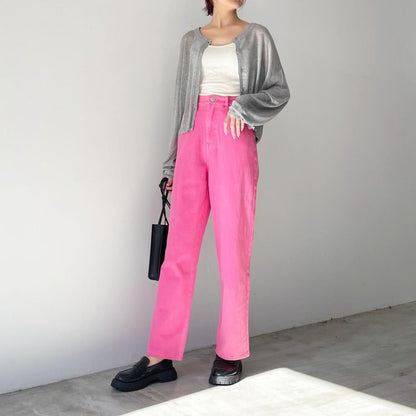 カラーツイル ストレートパンツ PINK