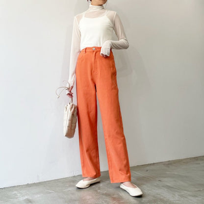 ダブルフェイス ミニプリーツ セミフレアパンツ30163 PURPLE