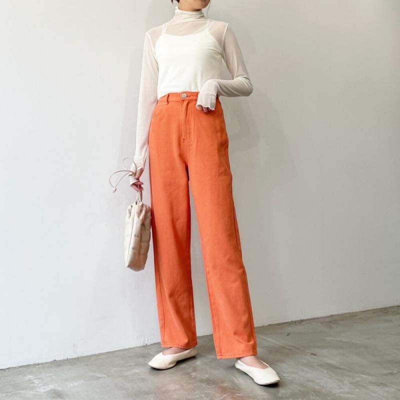 カラーツイル ストレートパンツ ORANGE オレンジ