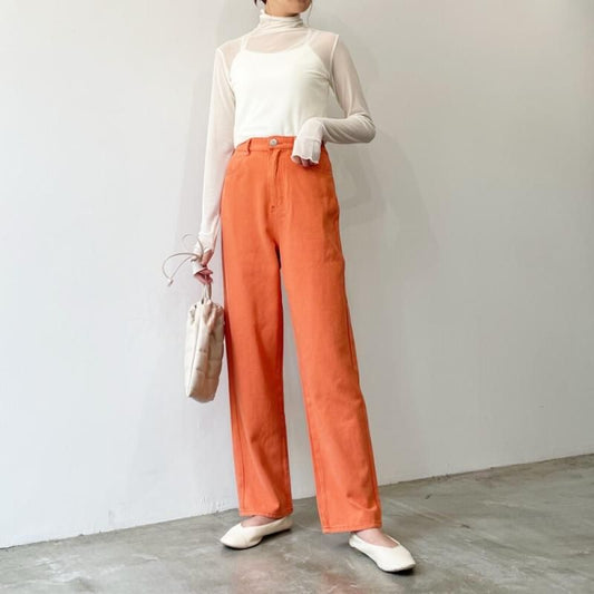 カラーツイル ストレートパンツ ORANGE オレンジ