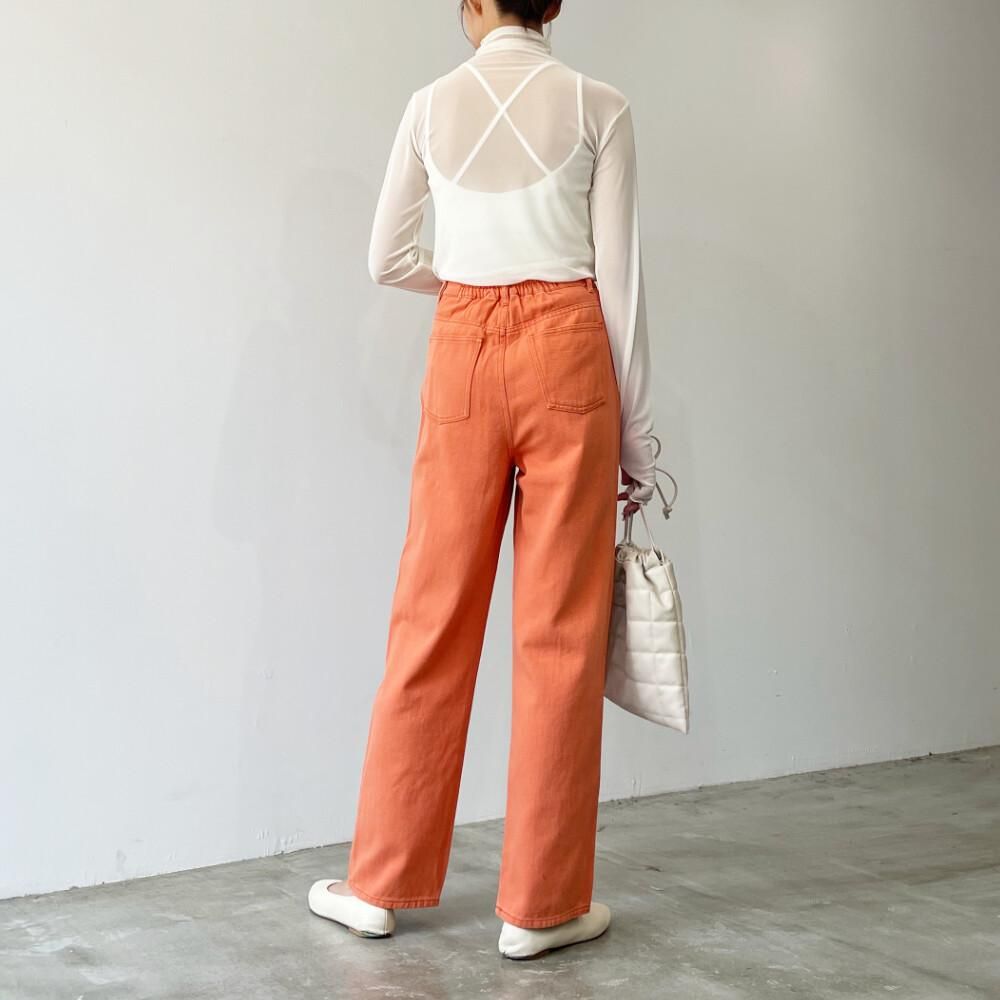 カラーツイル ストレートパンツ ORANGE オレンジ
