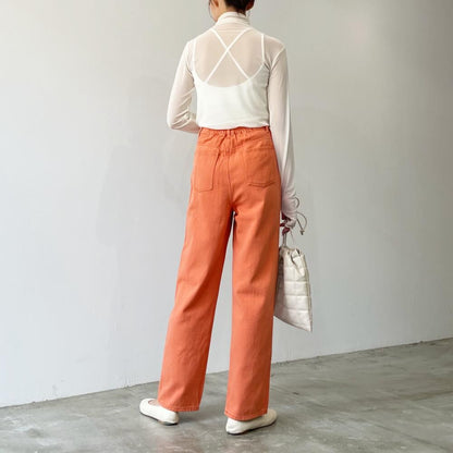 カラーツイル ストレートパンツ ORANGE オレンジ