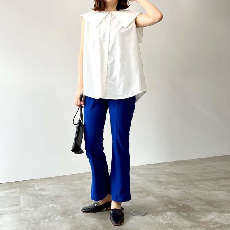 ブロードセーラーカラー ノースリーブ ブラウス WHITE