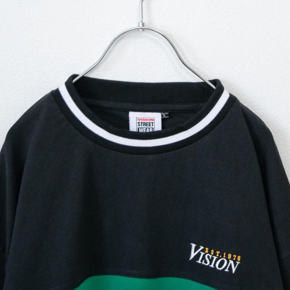 VISION STREET WEAR リブライン切り替え ロンT BLACK