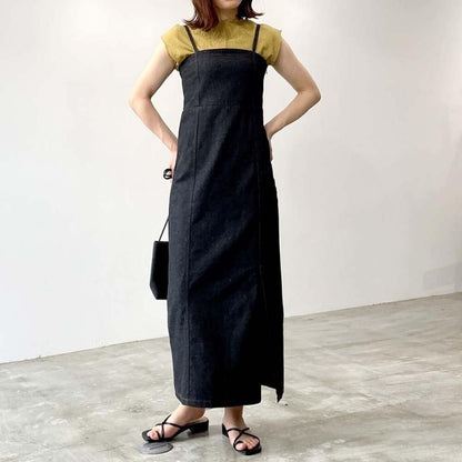 ライト デニムキャミワンピース BLACK