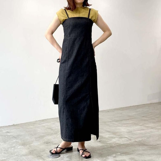 ライト デニムキャミワンピース BLACK