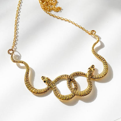 スネーク 蛇 ワイドモチーフ ネックレス GOLD