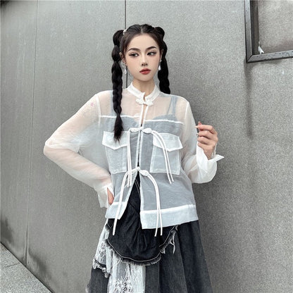 シアー チャイナシャツ WHITE