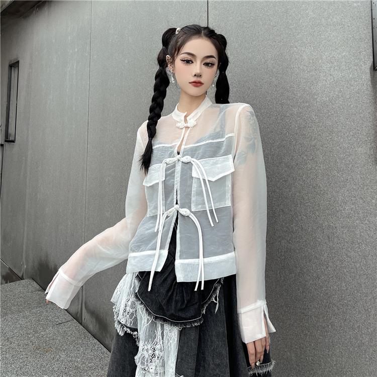 シアー チャイナシャツ WHITE
